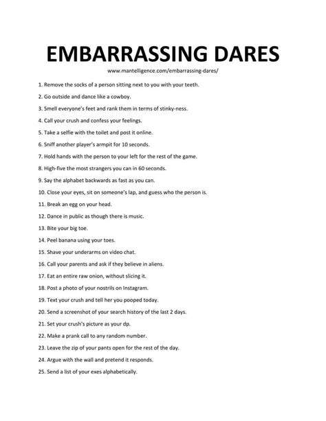 embarrassing dares for truth or dare